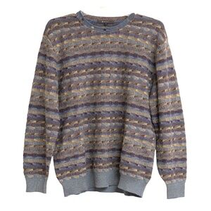 VTG 100% Alpaca Wool Sweater COOGI Style Sz XL Colorful‎ Stripes Grandpa Sweater